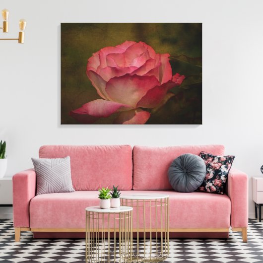 Impression sur toile Rose du début de soirée (Insitu(Salon))
