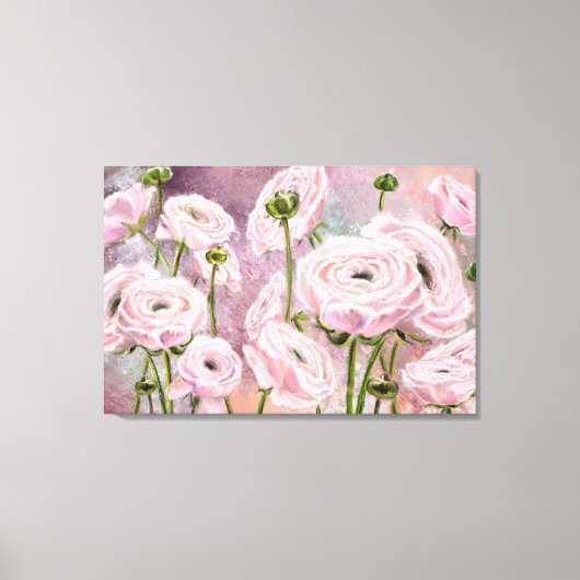 Impression sur toile Roses roses - Peinture (Recto)