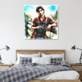 Impression sur toile tendue à l'aquarelle Cowboy o (Insitu(Chambre))