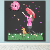 Impression sur toile tendue à l'aquarelle rose mag (Insitu (Plancher de Bois))