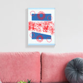 Impression sur toile tendue abstraite bleue circul (Insitu(Salon))