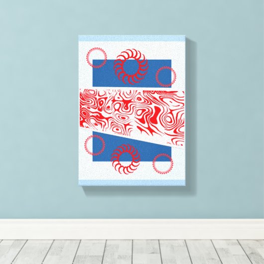 Impression sur toile tendue abstraite bleue circul (Insitu (Plancher de Bois))