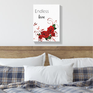Impression sur toile tendue Amour infini Roses rou