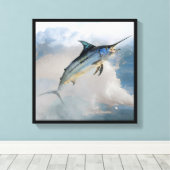 Impression sur toile tendue avec marlin sauteur (Insitu (Plancher de Bois))