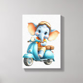 Impression sur toile tendue Bel Éléphant Bleu (Recto)
