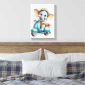 Impression sur toile tendue Bel Éléphant Bleu (Insitu(Chambre))