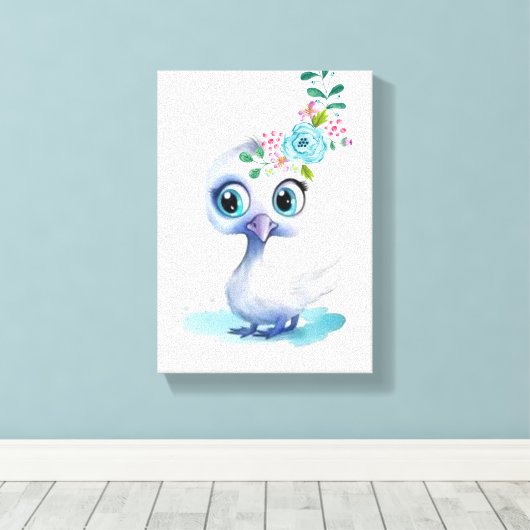 Impression sur toile tendue Canard blanc mignon (Insitu (Plancher de Bois))