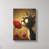 Impression sur toile tendue Chat noir mignon Fleur (Recto)