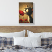 Impression sur toile tendue Chat noir mignon Fleur (Insitu(Chambre))