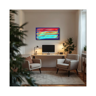 Impression sur toile tendue d'art abstrait bleu ro