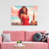 Impression sur toile tendue de super modèle (Insitu(Salon))