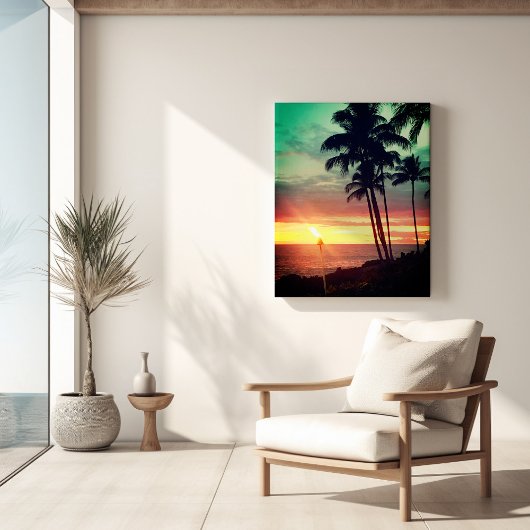 Impression sur toile tendue du beau coucher de sol