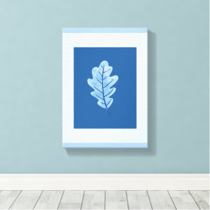 Impression sur toile tendue feuille bleu foncé cla