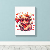 Impression sur toile tendue Fleur Cow mignon (Insitu (Plancher de Bois))