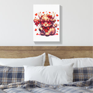 Impression sur toile tendue Fleur Cow mignon