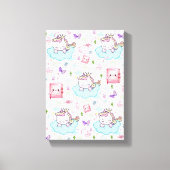 Impression sur toile tendue Licorne Rose Bleu Arc- (Recto)