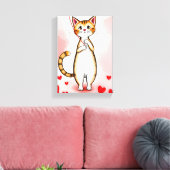 Impression sur toile tendue Mignon chat rouge coeu (Insitu(Salon))