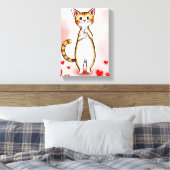 Impression sur toile tendue Mignon chat rouge coeu (Insitu(Chambre))