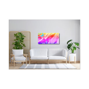 Impression sur toile tendue moderne rose bleu roug