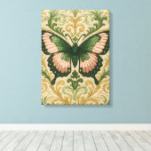 Impression sur toile tendue Papillon rose et vert (Insitu (Plancher de Bois))