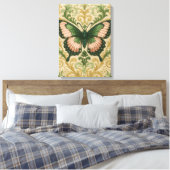 Impression sur toile tendue Papillon rose et vert (Insitu(Chambre))