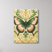 Impression sur toile tendue Papillon rose et vert (Recto)