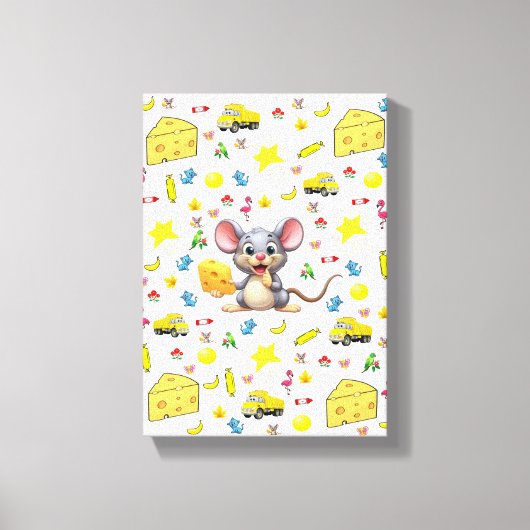 Impression sur toile tendue Souris Fromage Chat Ét (Recto)