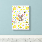 Impression sur toile tendue Souris Fromage Chat Ét (Insitu (Plancher de Bois))