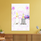 "Impression sur toile Vaporwave Cockatiels Coucher (Insitu(Salon))
