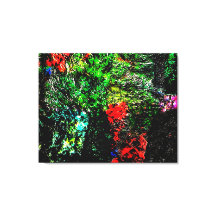 Impression sur toile verte foncée texturée étirée,