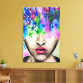 Impression sur toile visage peinture abstraite col (Insitu(Salon))