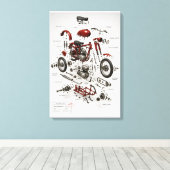 Impression technique d'une moto vintage 1949 démon (Insitu (Plancher de Bois))