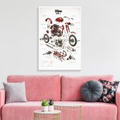 Impression technique d'une moto vintage 1949 démon (Insitu(Salon))