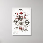 Impression technique d'une moto vintage 1949 démon (Recto)