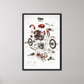 Impression technique d'une moto vintage 1949 démon (Recto)