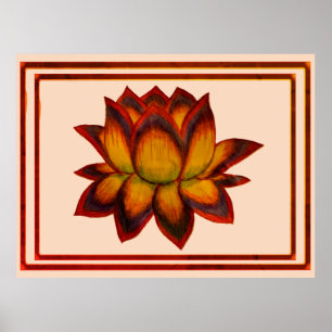 Impression Tones Rouges Lotus, Affiche (Semi-Brill