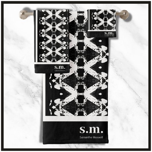 Impression tribale géométrique noire et blanche