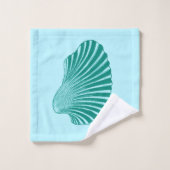 Impression, turquoise et aqua à coque de pétoncle (Gant de toilette)