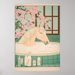 Impression Ukiyo-e Cheval Salle de Bain Minimalist