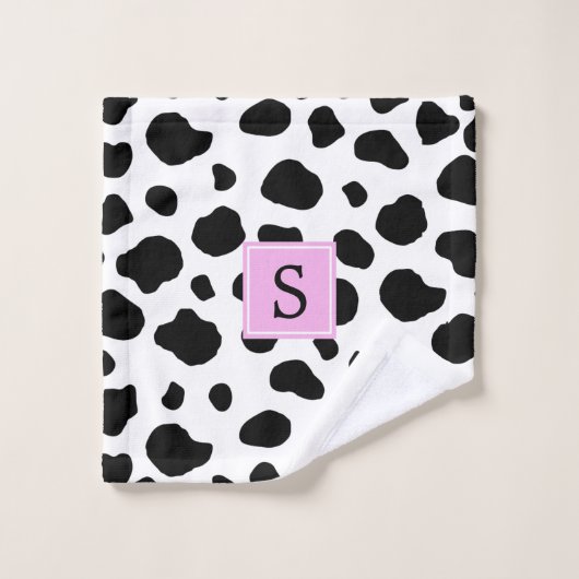 Impression Vache, Spots Vaches, Noir Et Blanc, Mon (Gant de toilette)
