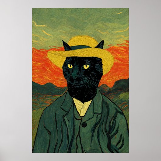 Impression Van Gogh Chat Art Print Drôle Portrait (Devant)
