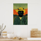 Impression Van Gogh Chat Art Print Drôle Portrait (Cuisine)