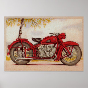 Impression vintage de moto rouge