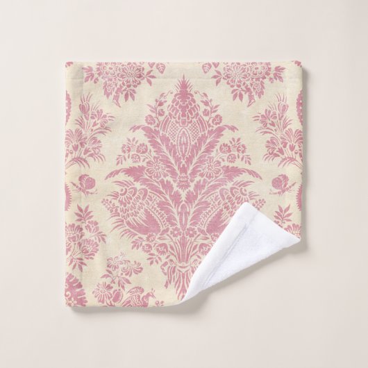 Impression vintage rose Damas (Gant de toilette)