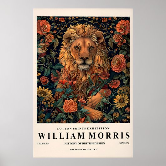 Impression William Morris, Affiche de lion floral, (Devant)
