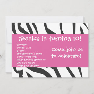 Impression Zebra avec invitation à l'anniversaire