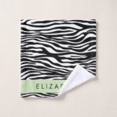 Impression Zèbre, Grilles, Noir Et Blanc, Votre No (Gant de toilette)