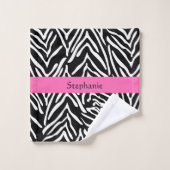 Impression Zèbre noir, blanc et rose chaud personn (Gant de toilette)