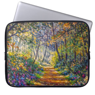 Impressionisme Path: Sunny Forest Waterverf Laptop Sleeve