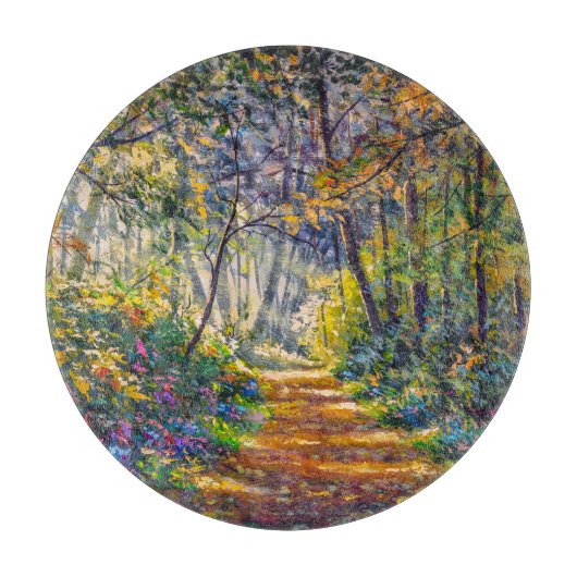 Impressionisme Path: Sunny Forest Waterverf Snijplank (Voorkant)